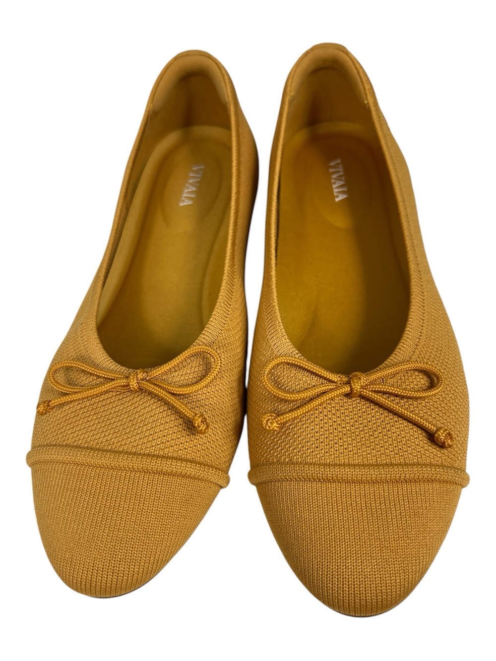 Vivaia Sz 38.5/US 7.5 Ballet Flats Knit Gold/Mustard Yellow Accent EUC